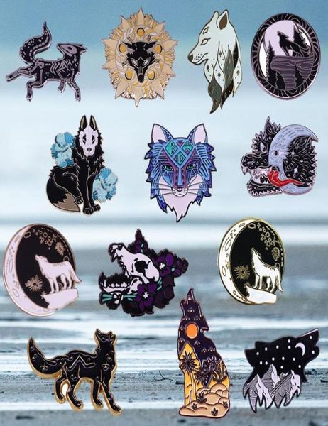 

pins brooches skull wolf enamel pin okami dark romance brooch animal wild life badge demon art jewelry8837168, Gray