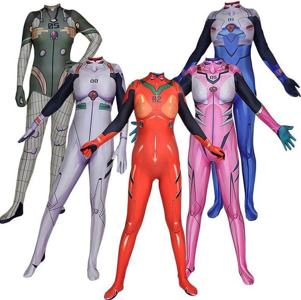 

special occasions anime asuka langley soryu mari rei ayanami cosplay costume asuka test jumpsuits zentai suit halloween bodysuit adults kids, Blue