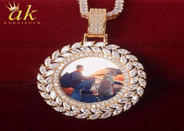 

custom po medallion pendant flower round necklace gold color copper zircon women039s hip hop street jewelry with tennis chain337881670, Silver