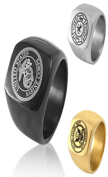 

stainless steel american soldiers officers ring united states marine corps usmc us navy rings usn military army air force fire dep6790212, Golden;silver