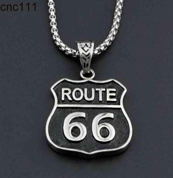 

motorcyclist trucker route 66 men and women charm stainless steel pendant necklace gift246d3789553, Silver