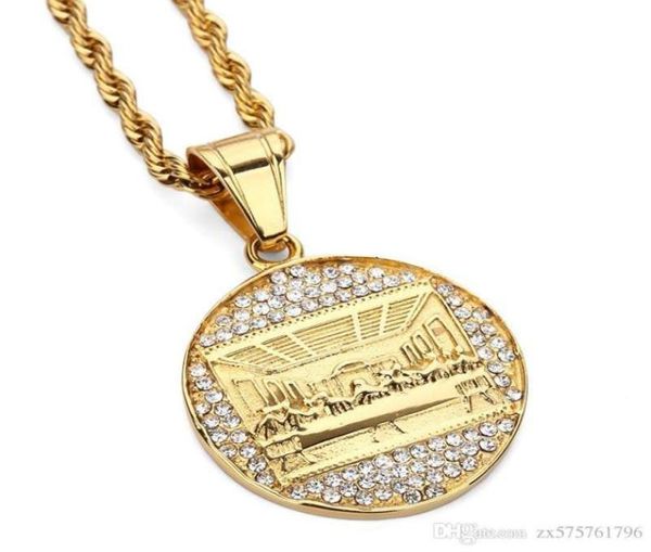 

fashion charm mens stainless steel gold plated necklace the last supper pendent chain punk rock micro men women costume jewelry4497189, Silver