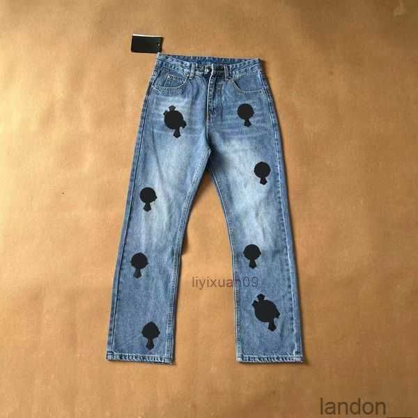 

2023 designer heart ch jeans for womens mens make old washed pants straight trousers letter prints woman man casual long style bottoms y0px, Blue