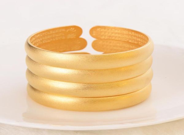 

4 pcs fashion jewelry bangle 2021 trend 24 k fine solid gold gf matte cuff bracelet women retro highquality bangles1917066, Black