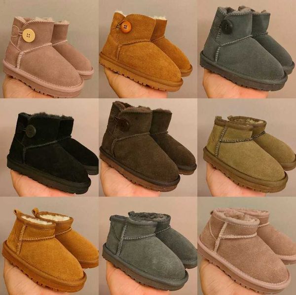 

kid infant australia snow booties designer boots super low mini suede shearling ankle boot boy girl button chestnut australian classic fluff, Black