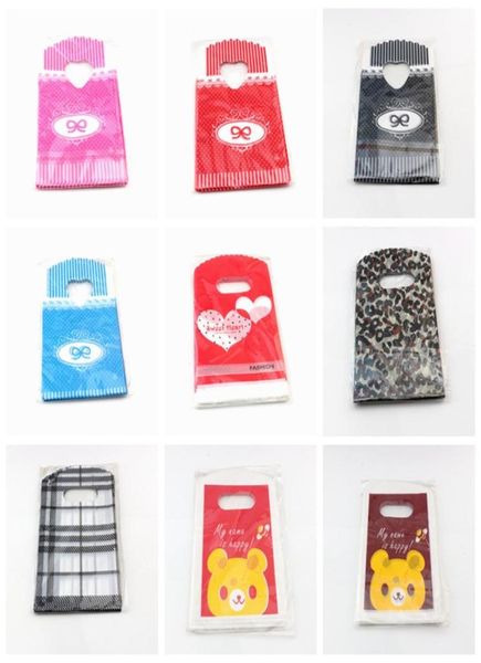 

wedding party christmas favor gift bags printing flower plastic pouches for cute charms earrings jewelry packaging 9x15cm 200pcs3992055, Pink;blue