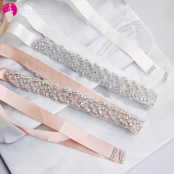 

wedding sashes molans 2021 rhinestones bridal belt diamond dress crystal sash bridesmaid belts accessorieszz, White