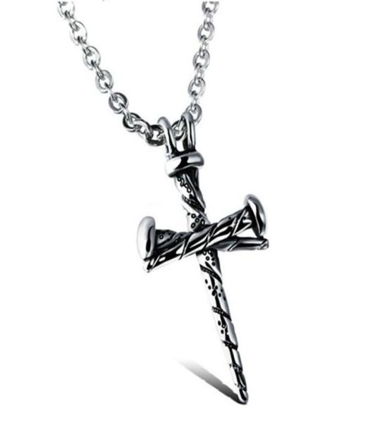 

new arrivals 10pcs fashion men039s alloy nails cross pendant necklace6068573, Silver