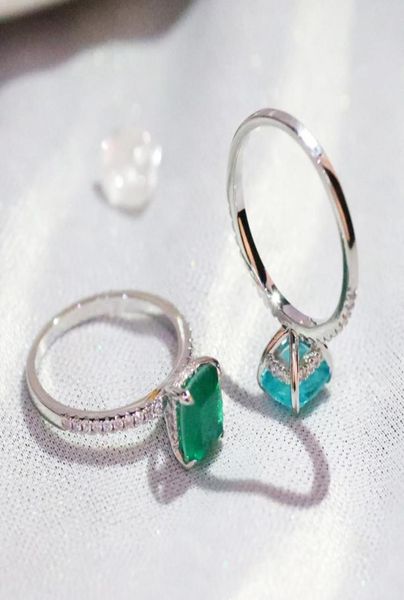 

lovers emerald promise ring 925 sterling silver engagement wedding band rings for women men charm finer jewelry8635574, Slivery;golden