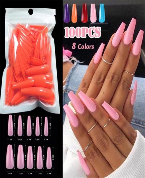 

100pcsbag fake matte nail solid color manicure false nails full cover for short decoration press on nails art fake extension9699863, Red;gold