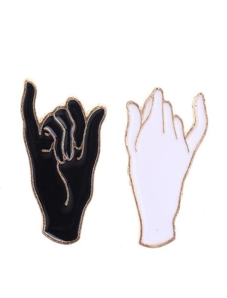 

customized hook hands hard enamel brooches creative black and white cartoon jewelry for girlfriends couple custom bulk enamel pins9285880, Gray