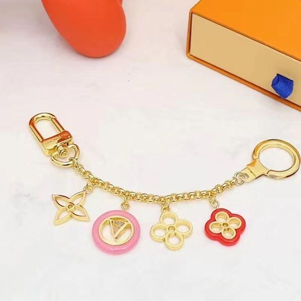 

classic flower letter design keychain bag decoration hanging chain, Silver
