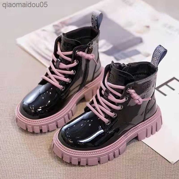 

sneakers british style children's and girls' combat boots warm and waterproof for boys aged 1-15 z230815, Black;red