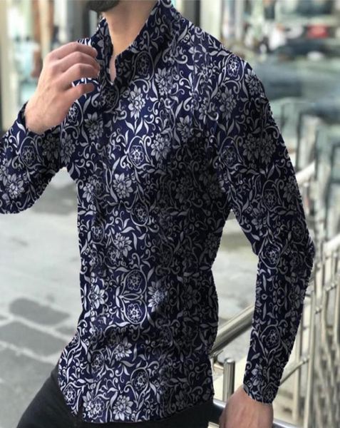 

autumna men shirt long sleeve europe style slim fit shirt men floral button blouse male camisas hombre6809238, White;black