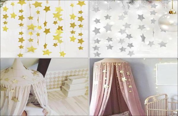 

gold stars hanging decoration garland banner pastel star garland bunting for weddings party children039s rooms mosquito nets ro5881778