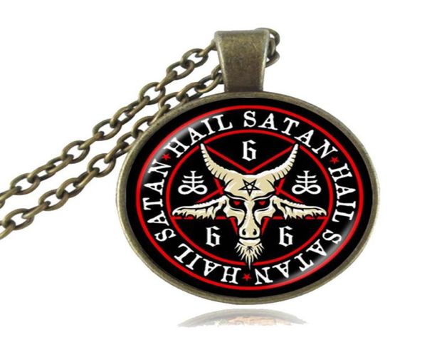 

pentagram necklace pendant red goat head pendant baphomet necklace jewelry satanism gothic jewelry collier femme neckless8290303, Silver