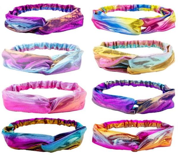 

gradient turban bandage headband for women bling rainbow stretch hair band yoga fitness boho headbands 8 styles5788330, Silver