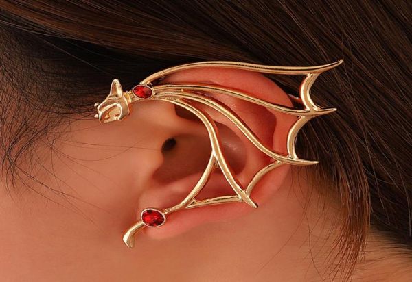 

s2649 fashion jewelry retro metal fly dragon ear hang no hole single piece ear clip earrrings8758367, Silver