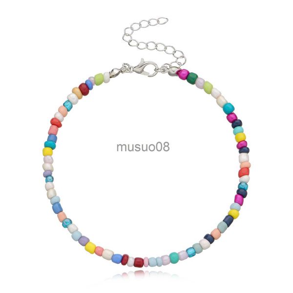 

anklets fashion bohemian colorful rice beads anklet chain for women girls summer beh vation handmade adjustable anklets brelets j230815, Red;blue