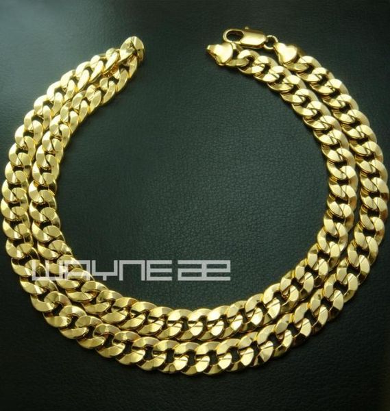 

18k yellow gold gf mens womens solid chain necklace w curb ring link n2228600681, Silver