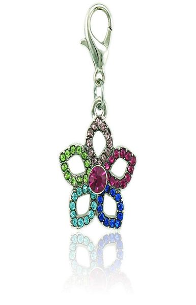 

mixed fashion floating lobster clasp charms dangle 4 color rhinestone flower petal charms diy jewelry making accessories5293282, Bronze;silver