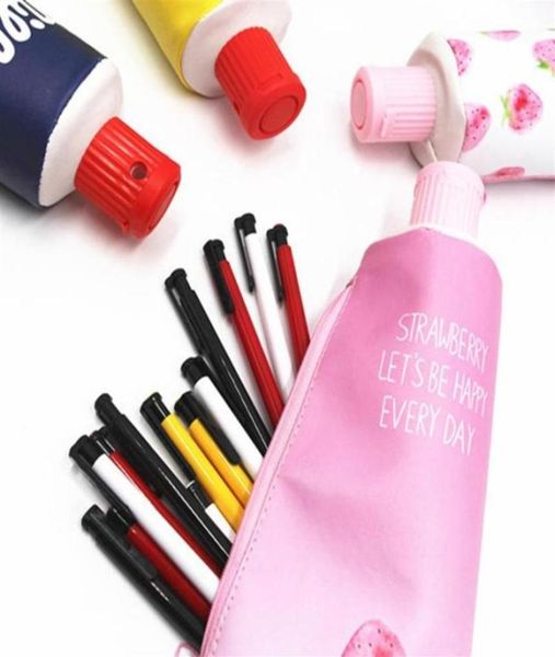 

toothpaste pu pencil case with pencil sharpener stationery storage pencil bag student stationery school supplies for boy girl 10pc6501004, White