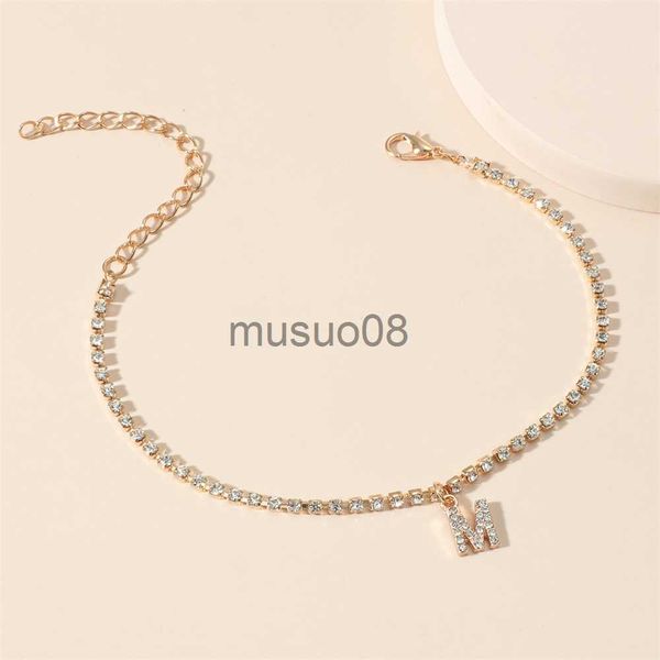 

anklets tiny crysta letter anklets for women alphabet cuban link chain foot cessories fashion summer beh jewelry gifts j230815, Red;blue