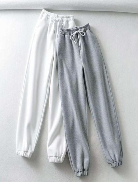 

wind plush warm guard winter new drawstring elastic waist closed feet pure color sports women039s pants52407259503371, Black;white