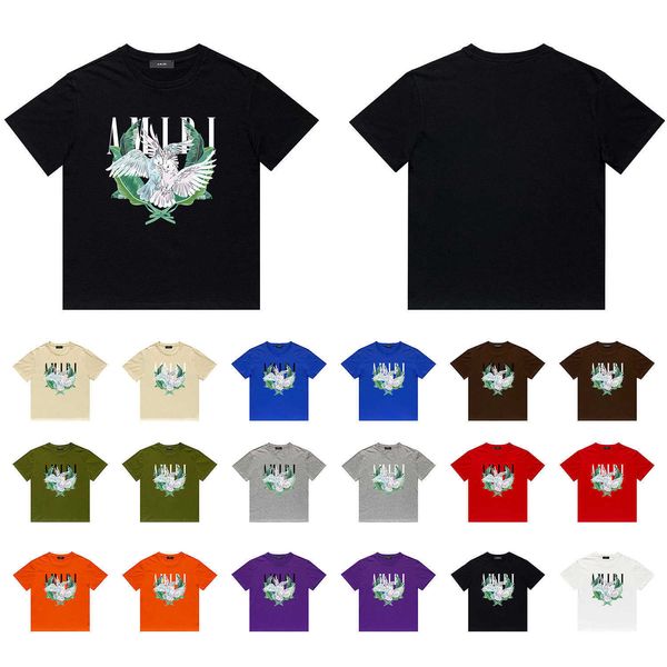 

men's t-shirts quality summer t-shirts designer sleeve amirri casual fashion long term stock new us 2022 color parrot print casual hip, White;black