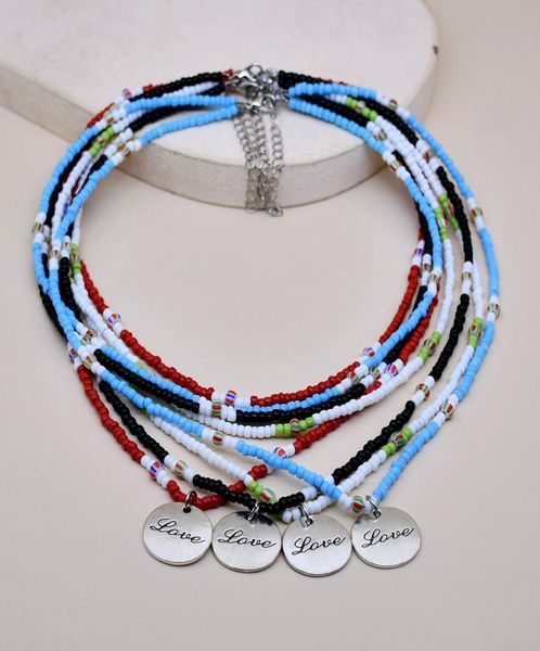 

fairy wind rice bead double layer necklace for women wear clavicle chain love letter pendant necklace woman8668795, Silver