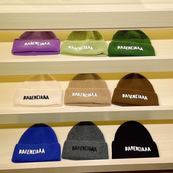

women's fashion candy color designer beanie hat autumn and winter men's outdoor sports vacation letter printing bonnet, Blue;gray
