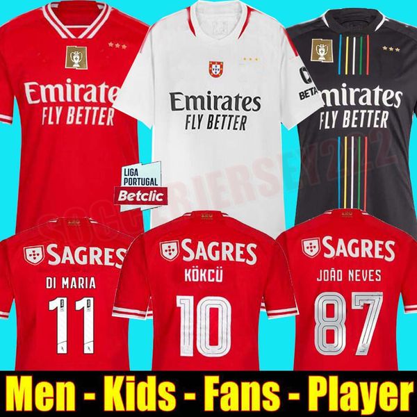 

23 24 fans player version benfica soccer jerseys seferovic waldschmidt pizzi rafa g.ramos 2023 2024 home away men kids kit football shirts o, Black;yellow