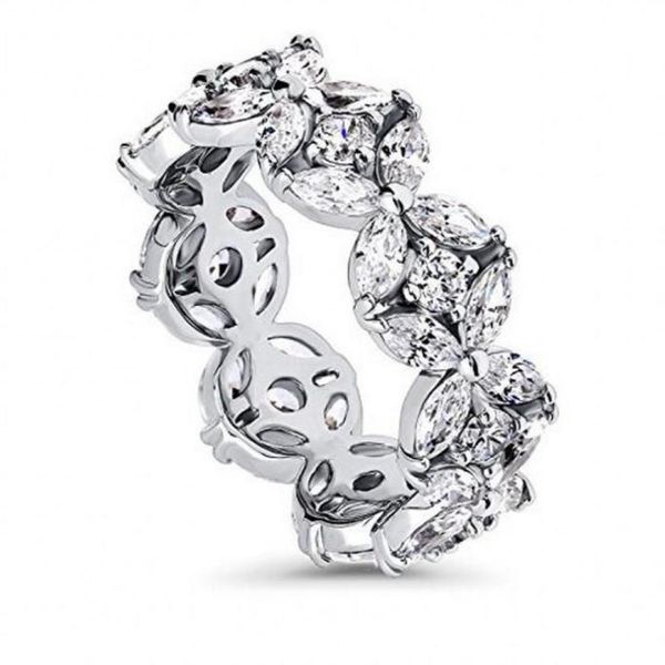 

vecalon flower shape promise finger ring 925 sterling silver diamond engagement wedding band rings for women jewelry gift5284925, Slivery;golden