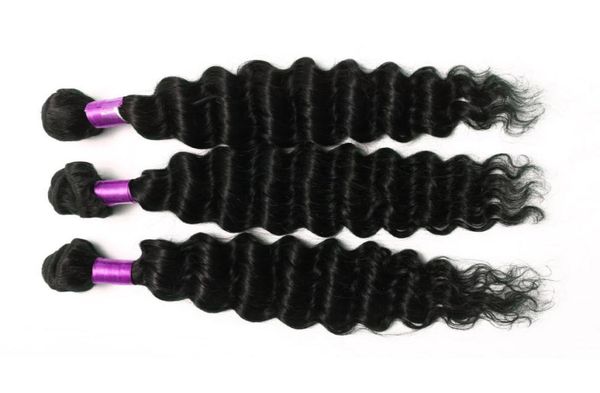 

3pcs lot brazilian hair deep wave 7a deep wave human hair 100 human hair good hair extensions natural color brazilian deep curly 3583584, Black