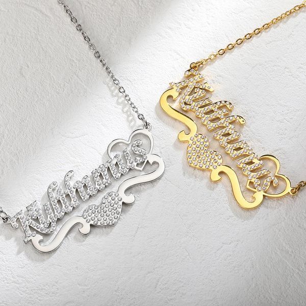 

pendant necklaces customized personalized zirconia monogram name customized necklace diy name with diamond monogram necklace 230815, Silver