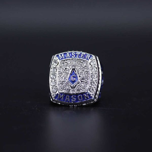 

square design ason ring blue oil religious pattern champion ring, Silver