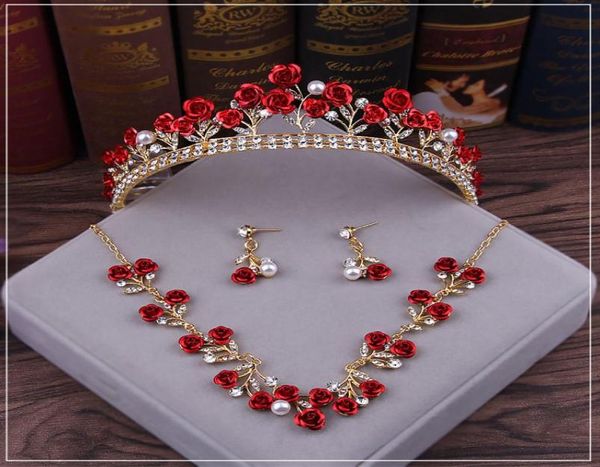 

rose flower 2019 red wedding bridal tiara rhinestone head pieces crystal bridal headbands hair accessories evening party bride dre3229830, Silver