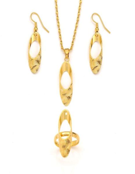 

fashion retro ellipse hole pendant necklace earrings gold filled charm jewelry sets finely worked bright made in italy4506294, Silver