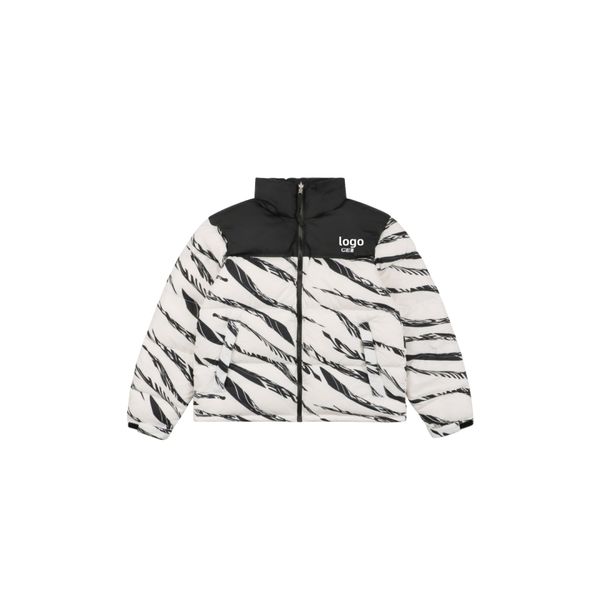 

designer down jacket thick warm puffy coat loose size down jacket zebra print403, Black