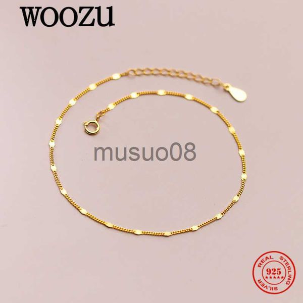 

anklets woozu new real 925 sterling silver minimalist link chain anklet for women charm wedding simple trendy jewelry gift cessories j230815, Red;blue
