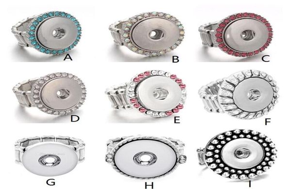 

fashion snap rings rhinestone ring diy 18mm ginger snap button adjustable stretch elastic band rings jewelry9688393, Golden;silver