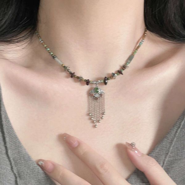 

designer's new chinese ethnic style fashion su ruyi lock tibetan beaded necklace collar chain female minority high sense necklace, Silver