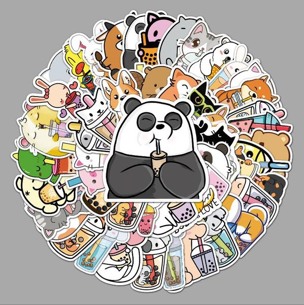 

50 pieces of pet milk tea cartoon ins style fresh creative stickers for scooter luggage guitar decoration stickers dr dhhjr