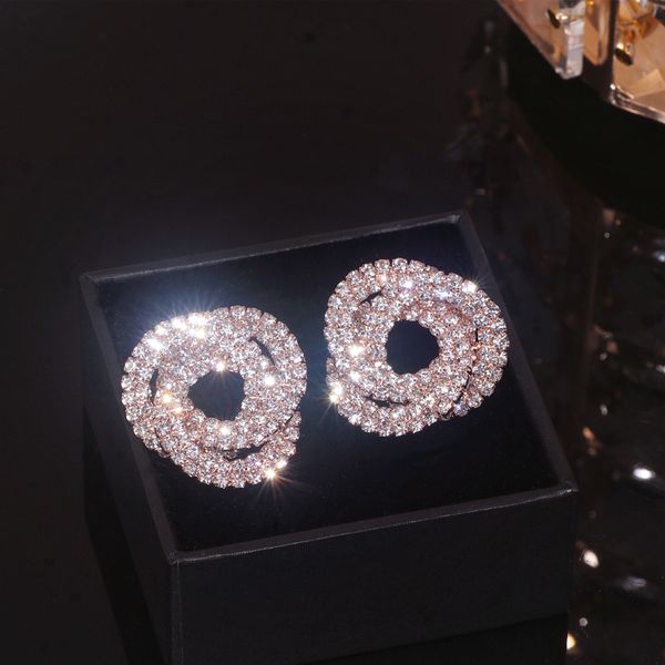 

stud elegant shiny earrings for women oversize geometric round wedding party jewelry gifts 230814, Golden;silver