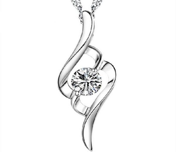 

925 sterling silver pendant necklace austrian crystal love heart pendant water necklace silver color wedding jewelry for women new1820214