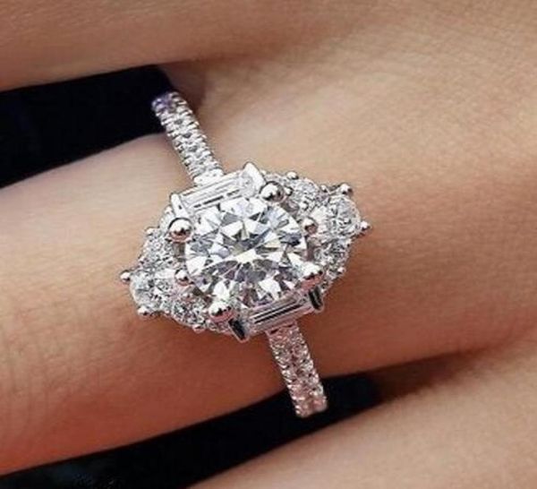 

trendy simple square zircon princess rings euramerican engagement wedding rings for women fashion party jewelry gift bague femme3355713, Silver