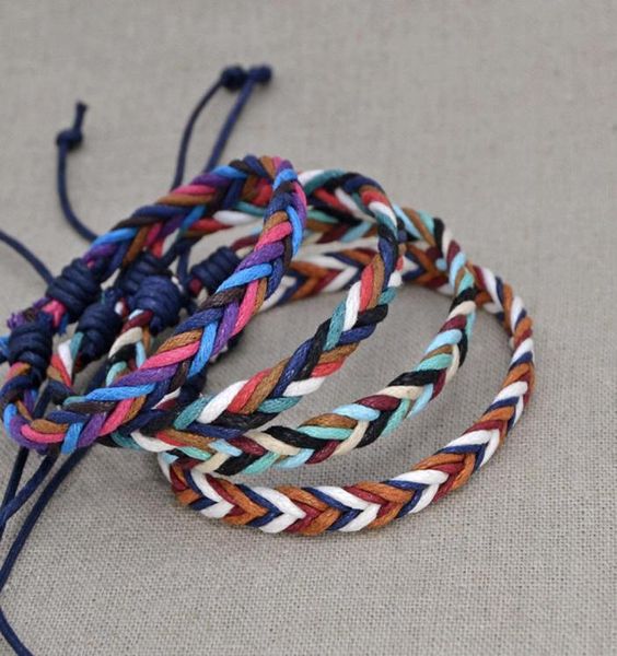 

colorful handmade beach braid string cotton wrap woven rope woven bracelets for womenmen adjustable size1098390, Golden;silver