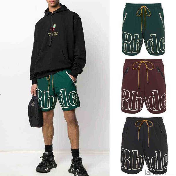 

fashion rhude same summer sports shorts men's and women's 5-point loose casual boys' basketball shorts, White;black