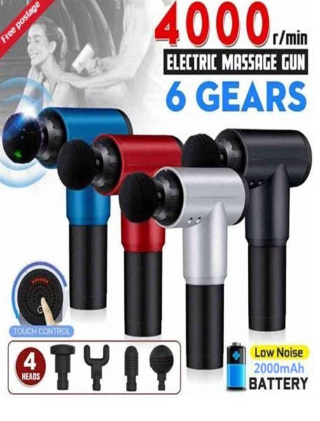 

6 speeds massage gun rechargeable handheld deep tissue massager rechargeable handheld body massage gun with 4 massage head x0426303317935