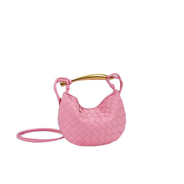 

sardine's 2023 luxe mini crossbody: genuine leather french elegance in sheepskin weave & metallic grace, classic celebrating b v's